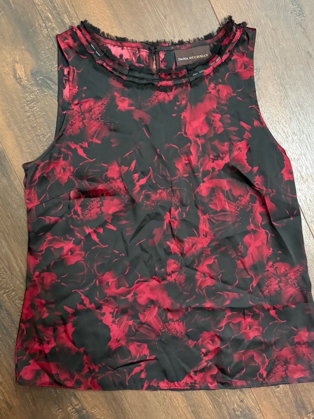 Dana Buchman Black Camisole with Red Floral Print